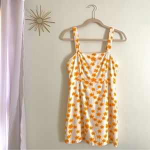 White Mini Dress w/ Yellow Flowers • Warm Weather Must Have!